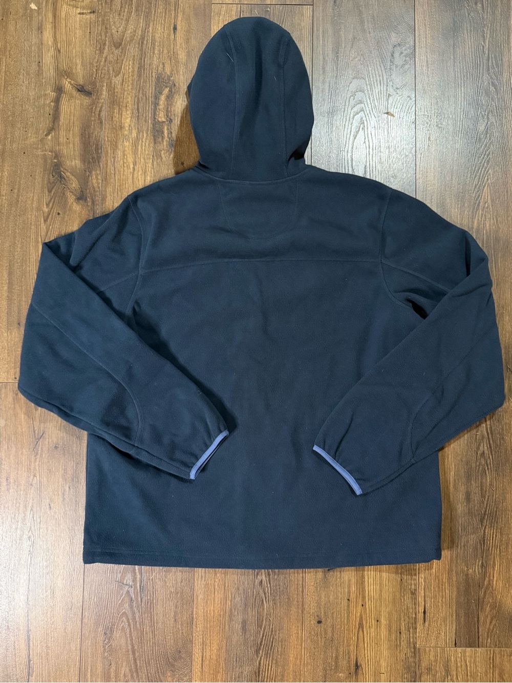 L.L.Bean Men’s Polartec Hooded Fleece Jacket Full Zip Navy Blue Large - Picture 8 of 13